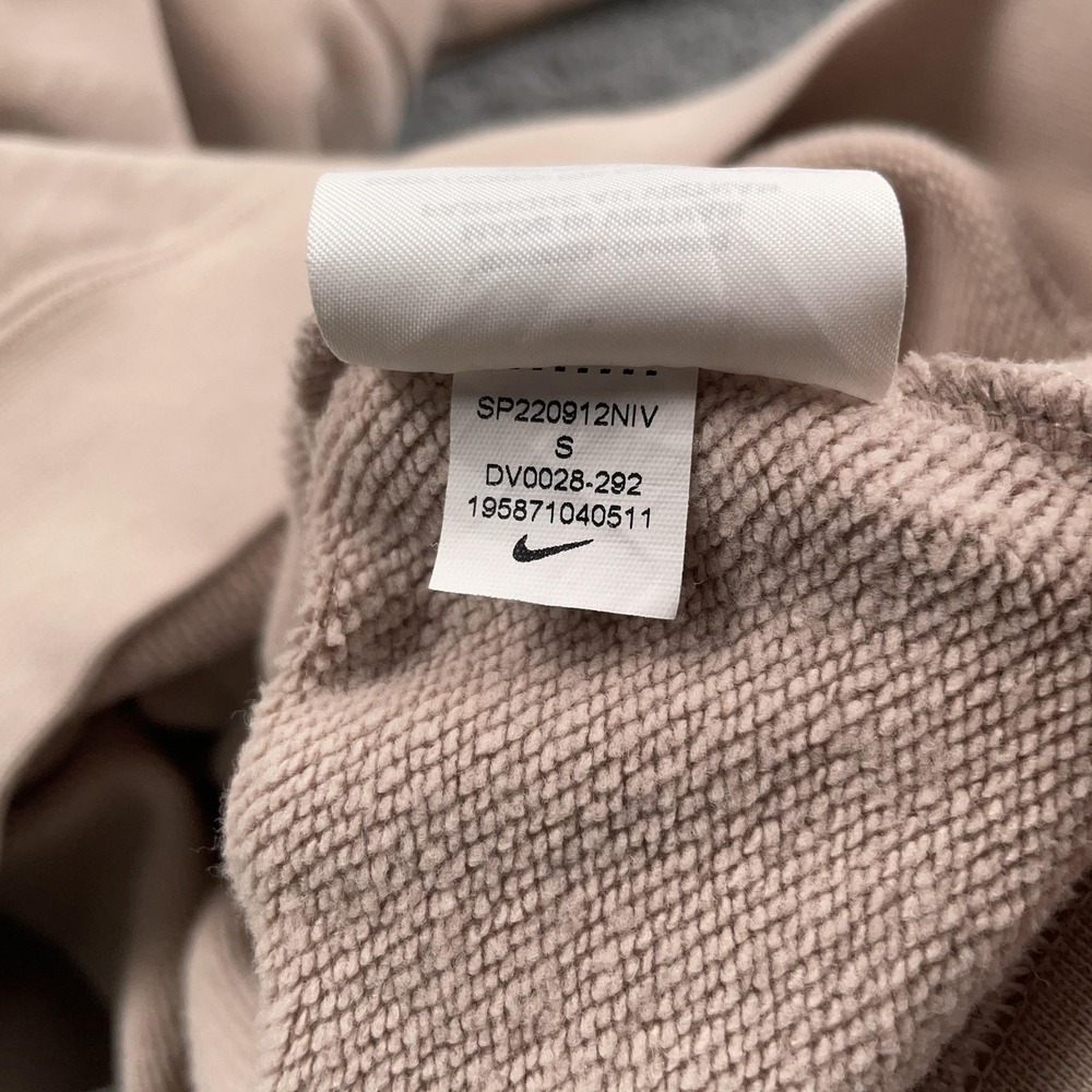 Nike Hoodie Womens Small Beige Club Fleece Pullover Sweatshirt All Over Print - Picture 11 of 12